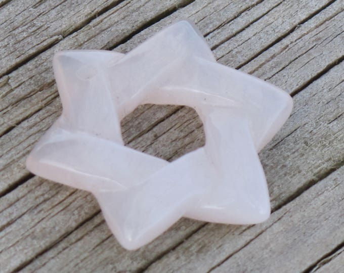 Chalcedony Pendant - Star of David Pendant - Wire Wrap - Natural Stone  - Undyed - Item 509