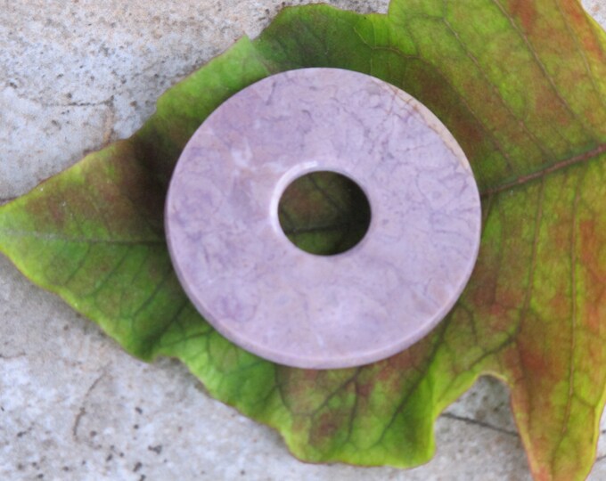 Large Jade Pi Pendant - Lavender Jade Donut Pendant - Natural Stone  - Undyed - Item 255