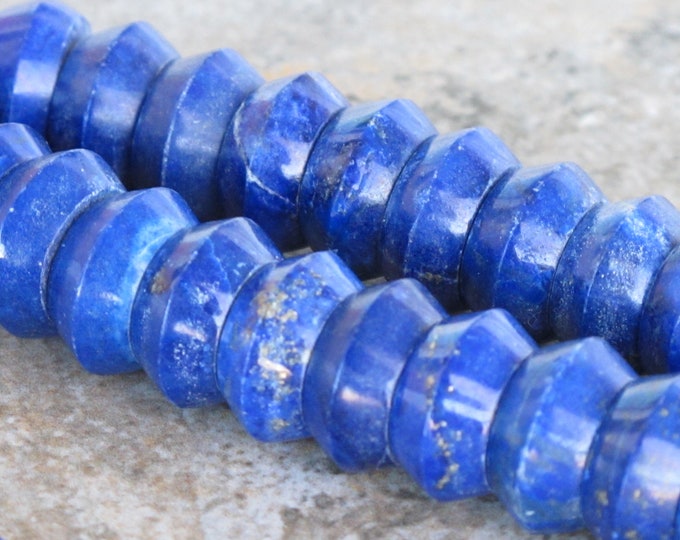 Lapis Lazuli Large Saucer Beads - Lot of 5 loose beads- Natural Stone Beads - Brilliant Royal Blue - Item 441