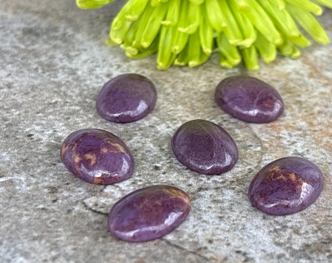 Purple Jade Cabochon for Lapidary - Oval - 10 x 14 mm - Natural Stone from Turkey  - Undyed - GRADE C - Item 463C