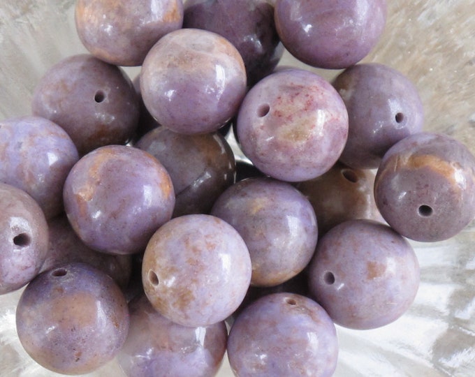 Sample - Large 9.5-10.5 mm Round Turkish Purple Jade Beads - Natural Stone Beads - AKA Lavender Jadeite - Item 415