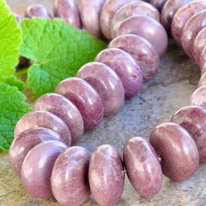 Extra Large Rondelle Purple Jade Beads - Natural Stone Beads - Undyed Gemstone - Natural Turkish Purple Jadeite - Item 53