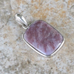 Purple Jade Pendant - Lavender Jadeite Pendant - Natural Stone Sterling Silver - Item 736