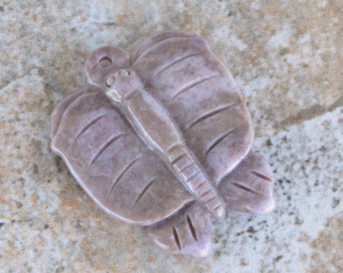 Purple Jade Pendant -Butterfly - Lavender gemstone - Natural Carved Jadeite Stone - Undyed Untreated - Item 797