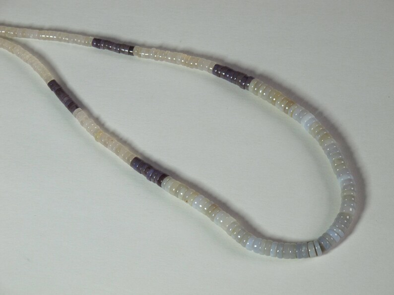 Natural Stone Beads Item 429 Undyed SALE Graduated Small Heishi Chalcedony and Purple Jade Beads