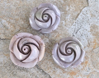 Large Rose Flower Turkish Jade - Loose Gemstone - Natural Carved Lavender Jadeite Gemstone - Floral - Item 668b