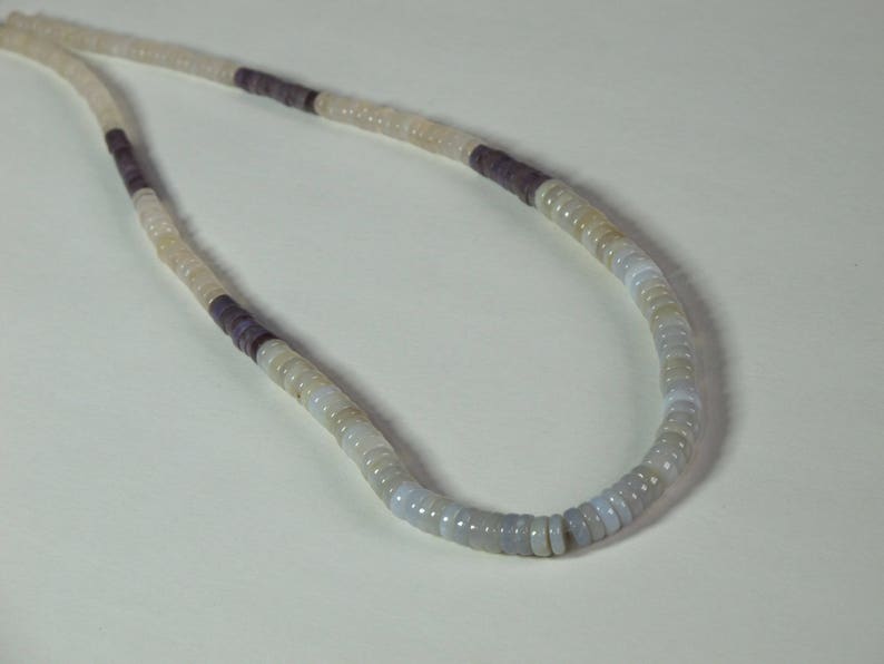 Natural Stone Beads Item 429 Undyed SALE Graduated Small Heishi Chalcedony and Purple Jade Beads