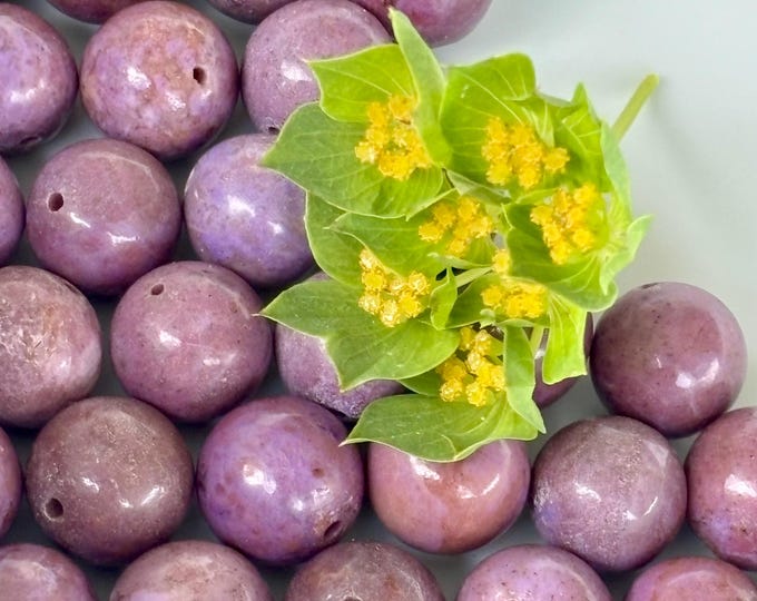 Sample - Large 10 mm Round Turkish Purple Jade Beads - Natural Stone Beads - AKA Lavender Jadeite - Item 415i