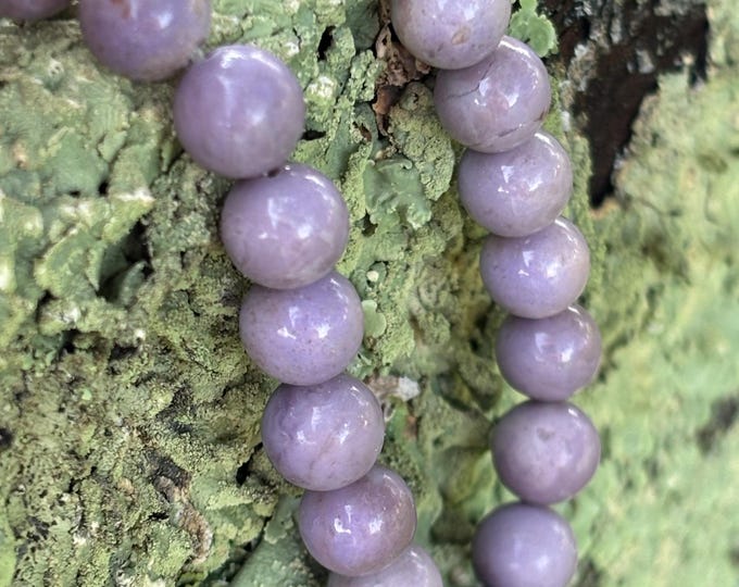 Sample - 4 beads - Medium 8 mm Round Turkish Lavender Jade Beads - Natural Stone Beads - Jadeite - Item 217q