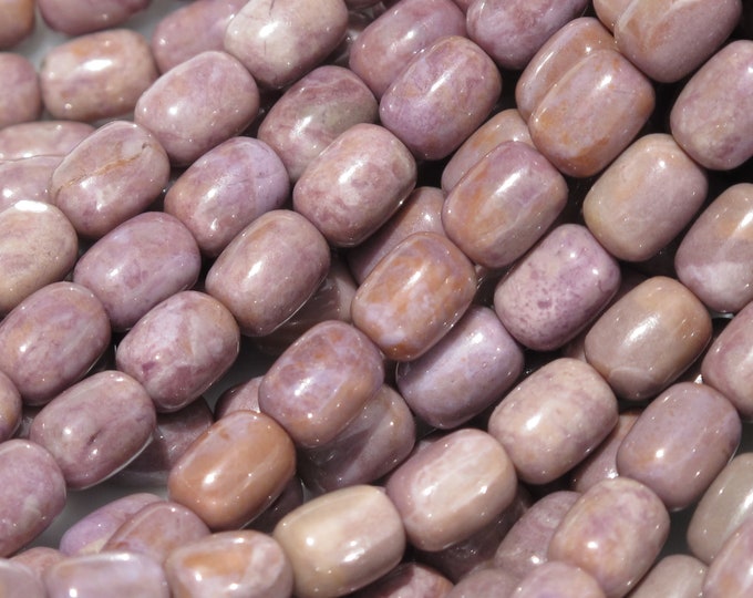 Small Barrel Lavender Jade Beads - Natural Stone Beads - Undyed Purple Jade - Lavender Jadeite - Item 203b