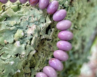 SAMPLE Rondelle Lavender Jadeite Jade Beads - Natural Stone - Turkish Purple Jade - Untreated - Item 401