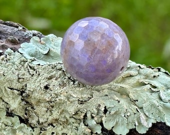 Purple Jade Focal Bead - Large Facetted 19 mm Round - Natural Stone Bead - Lavender Jadeite - Turkish Jade - Item 844T