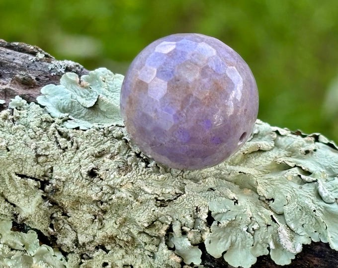 Purple Jade Focal Bead - Large Facetted 19 mm Round - Natural Stone Bead - Lavender Jadeite - Turkish Jade - Item 844T
