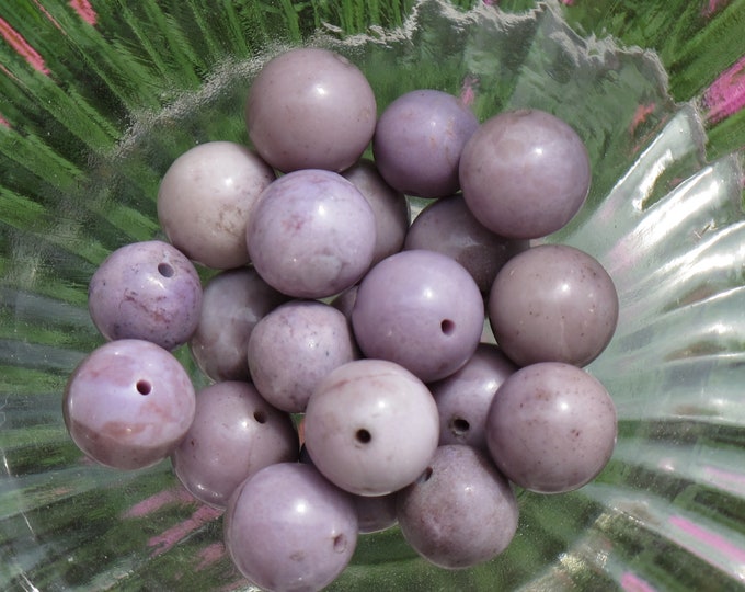 Sample - Medium 6.5-8 mm Round Turkish Purple Jade Beads - Natural Stone Beads - AKA Lavender Jadeite - Item 403