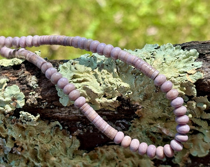 Mixed Rondelle and Heishi Lavender Jade Beads - Jadeite Gemstone - Natural Stone Beads - Undyed Turkiyenite - Item 225B
