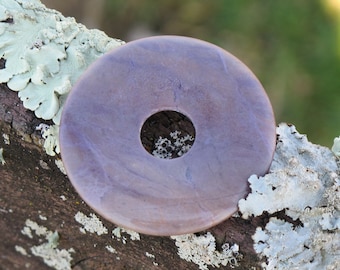 Large Jade Pi Pendant - Lavender Jade Donut Pendant - Natural Stone  - Undyed - Item 254