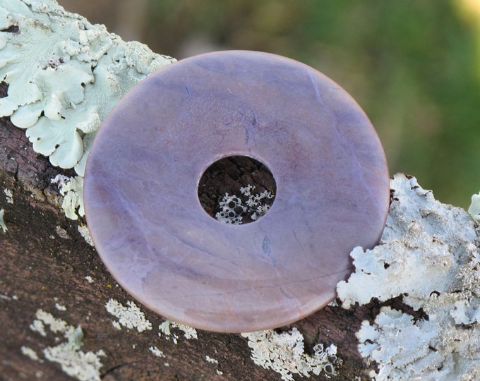 Large Jade Pi Pendant - Lavender Jade Donut Pendant - Natural Stone  - Undyed - Item 254