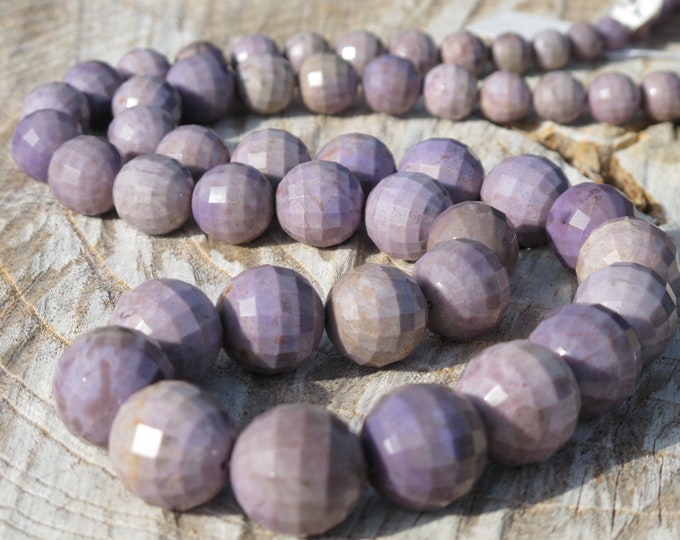 Purple Jade Beads - Natural Stone Beads - Facetted Round Graduated Strand - Lavender  Turkish Jade - Item 208