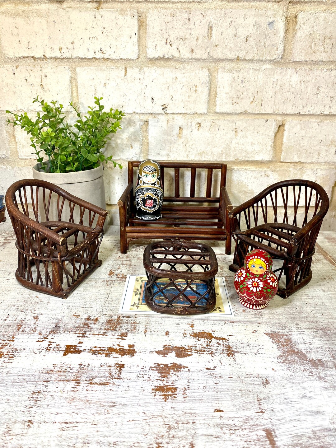 Vintage Cane Dolls Lounge Vintage Doll Furniture Wicker Etsy Australia