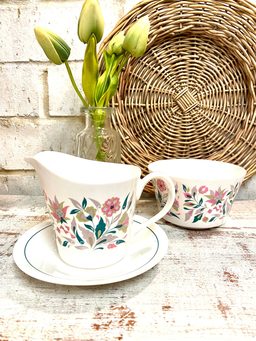 Vintage Queen Anne Kismet Bone China Creamer Set Made in Etsy