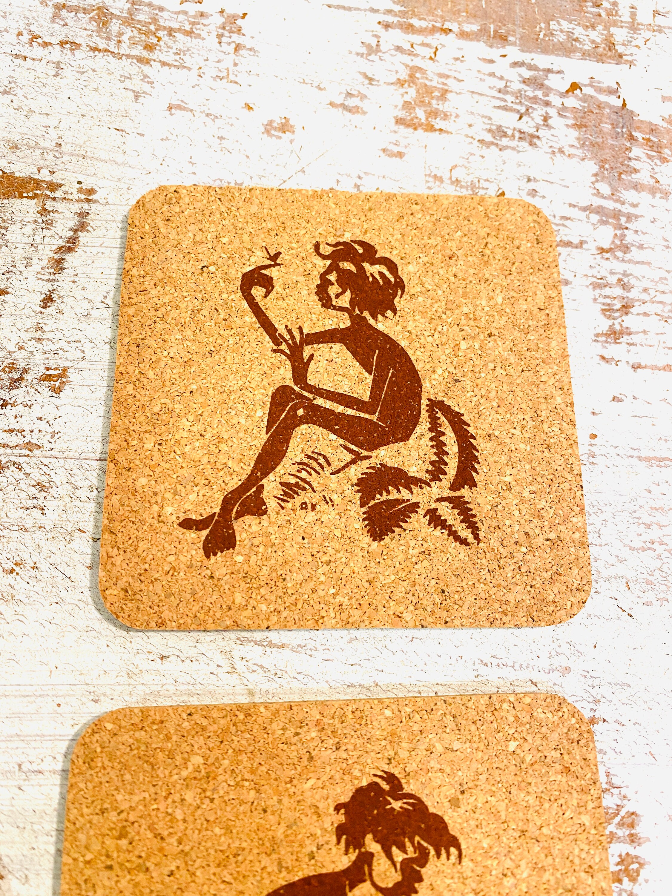 Vintage Indigenous Cork Drink Coasters Aboriginal Design Etsy Australia