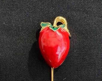 Vintage Erdbeer Stick oder Hut Pin - signiert D'Orlan - Stick Pin Sommer Erdbeere Pin