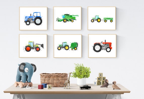Farm Nursery Wall Art Tractor Room Poster Farm Vehicles Prints Set Tractor Wall Art Nursery Bundle Kids Country Room Boy Farm Birthday
