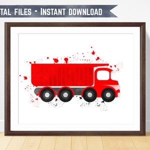 Truck Art Decor, Construction Nursery, Construction Bedroom Decor, Boys Truck Wall Art, Dump Truck Print, Truck Theme Nursery