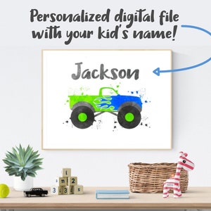 Boy Name Wall Art, Transportation Room, Personalized Name Print, Nursery Custom Art, Big Boy Name Print, Toddler Play Room Decor