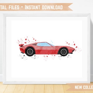 Watercolor Car Wall Art, Kids Room Decor, Printable Wall Art, Vehicle Print, Car Poster, Boy Bedroom Decor, Toddler boy Room