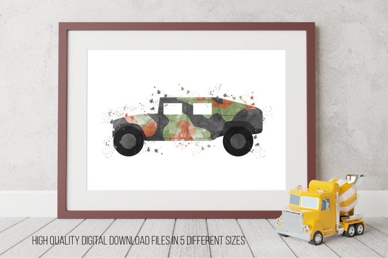 Hummer Print Military Wall Art Decor Army Car Hmmwv Printable Nursery Kids