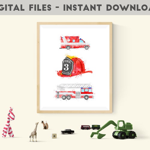 Toddler Room Decor Fire Truck Nursery Art Fire Truck Print - Etsy
