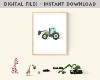 Tractor Wall Art, Tractor Nursery Print, Tractor Room Decor, Farm Nursery Theme, Toddler Tractor, Tractor Kids, Big Boy Print, Loader Print
