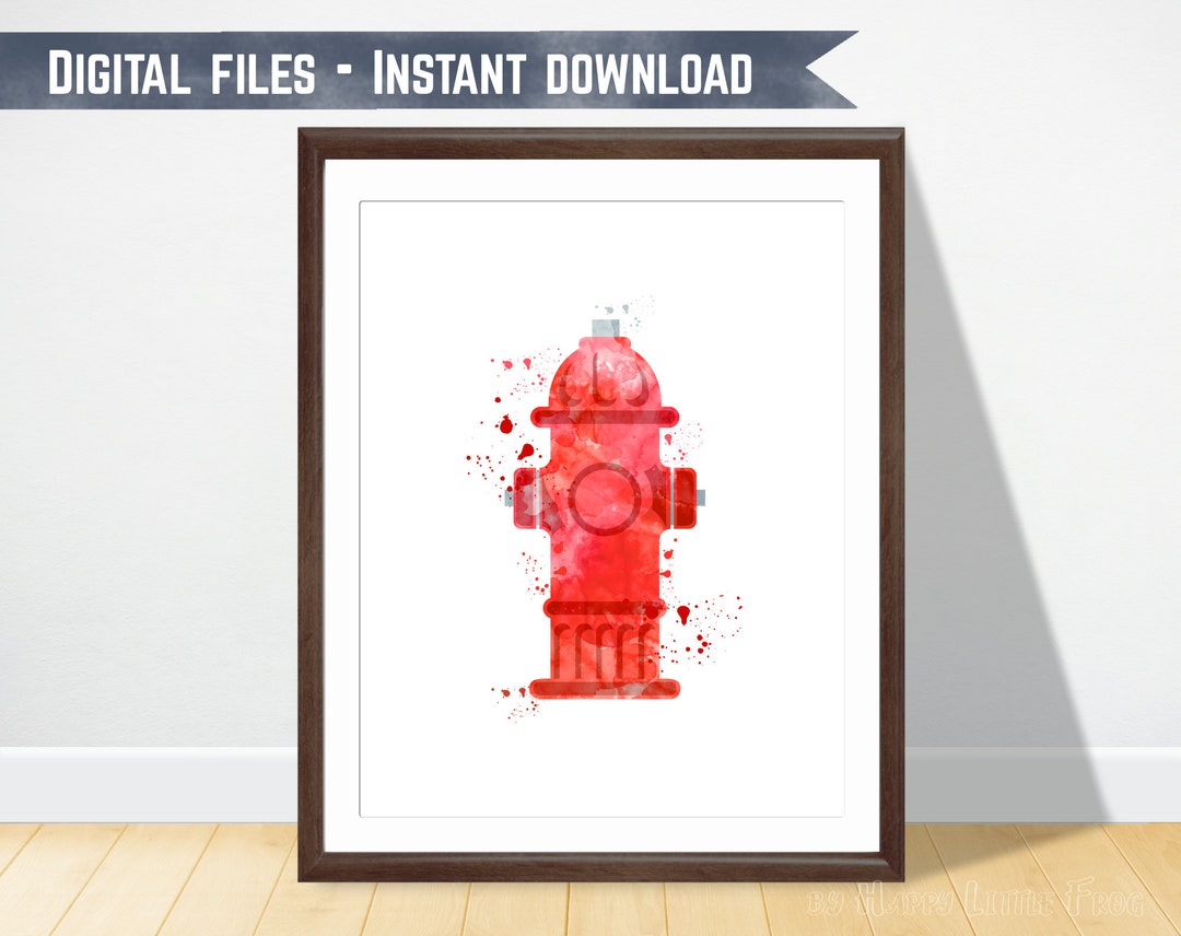 Fire Hydrant Print - Vibrant Boys Bedroom Decor and Fireman Room Art - Etsy