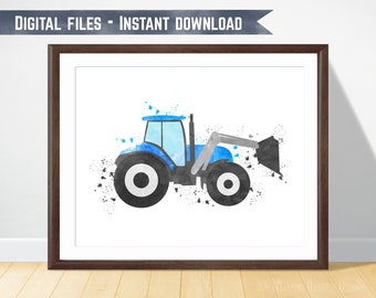 Tractor Nursery Decor Kids Room Decor Boy Bedroom Wall Art Toddler Farm Print Transportation Poster Watercolor Printable Farmhouse Playroom