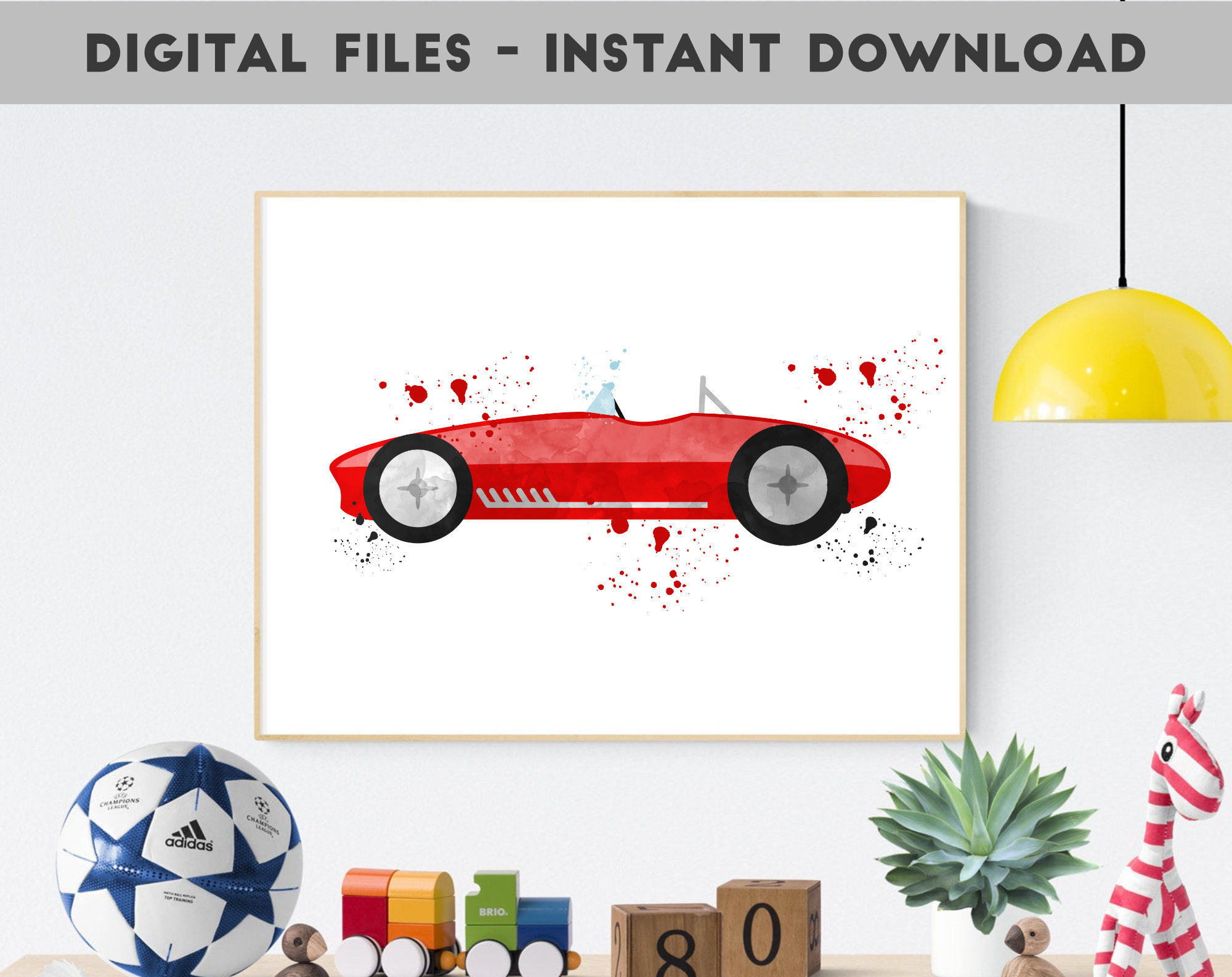 Race Car Prints Bundle Watercolor Cars Race Car Themed Etsy