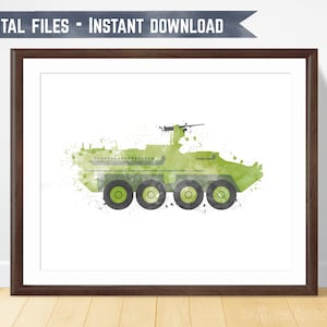 Army wheeled armored car, military vehicle, printable file