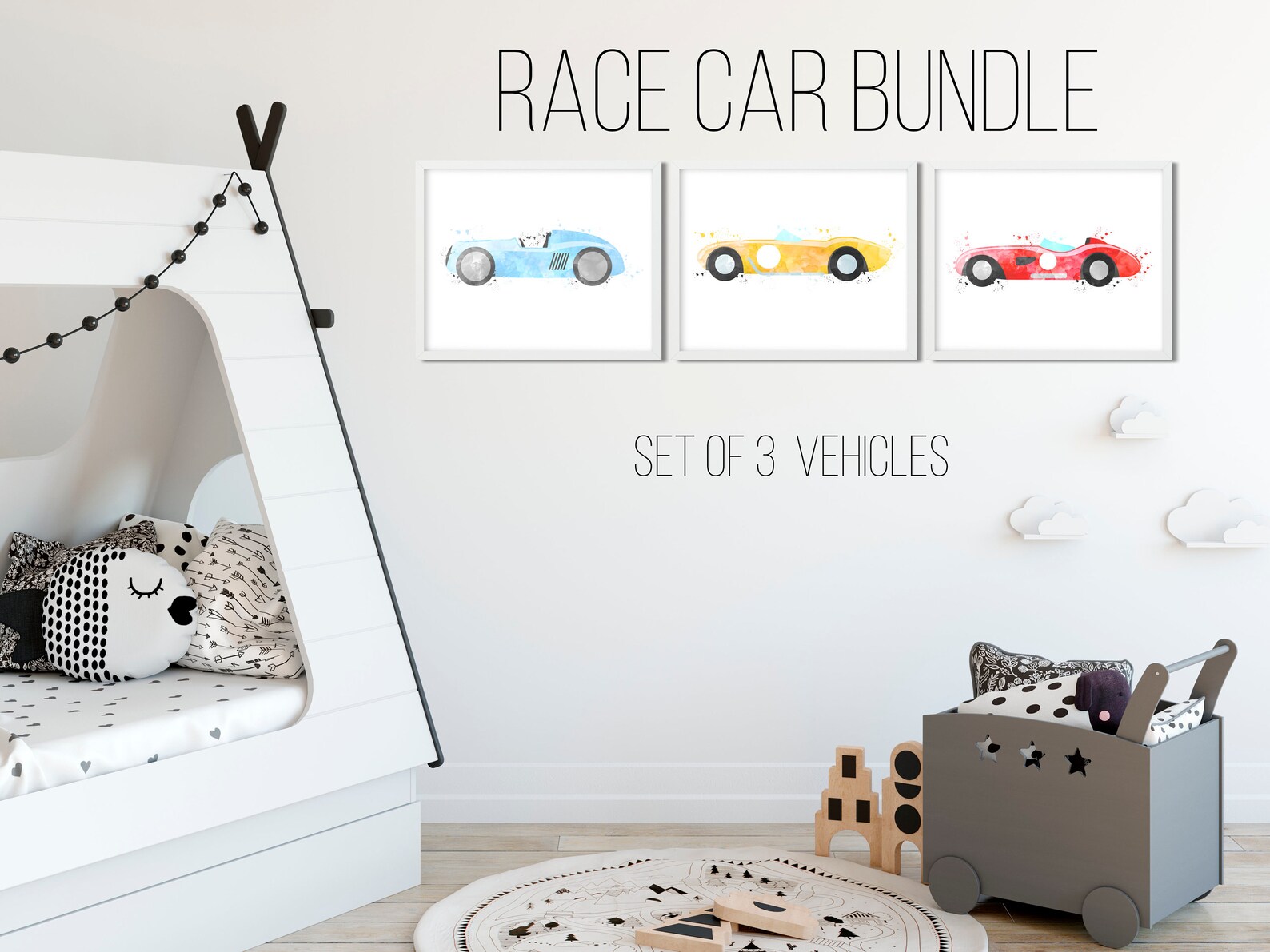 Race Car Prints Bundle Sport Cars Set of 3 Racing Cars Etsy