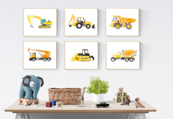 Construction Print Set Construction Bedroom Decor Construction Wall Art Construction Party Digger Print Dump Truck Transportation Kids