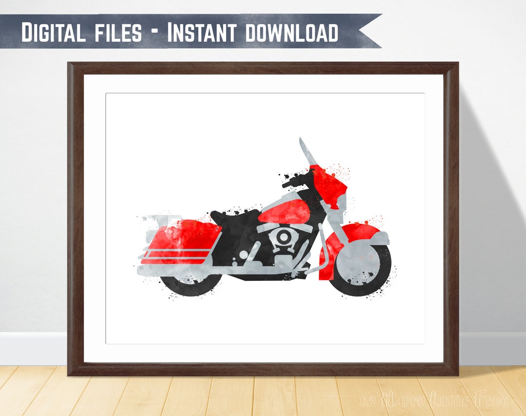 Printable Motorcycle Art, Motorcycle Kids, Motorcycle Wall Art, Baby Boy Motorcycle, Motorbike ...