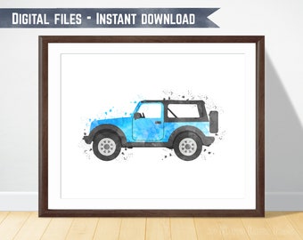 Car Theme Room Decor: Vibrant SUV Car Print for a Fun and Stylish Boys Room