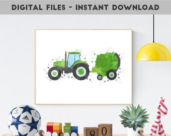 Tractor Printable, Farm Nursery Print, Kids Farm Decor, Transportation Decor
