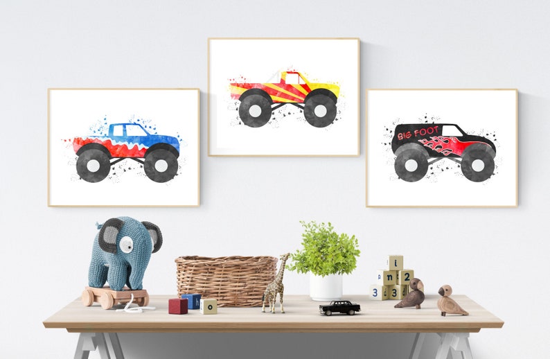 Listing All Trucks >> Monster Trucks Bundle Monster Truck Decor Boy Bedroom Wall Art Cars Set Of 3 Big Boy Room Decor Watercolor Trucks Transportation Room Listing All Trucks >> Monster Trucks Bundle Monster Truck Decor Boy Bedroom Wall Art Cars Set Of 3 Big Boy Room Decor Watercolor Trucks Transportation Room