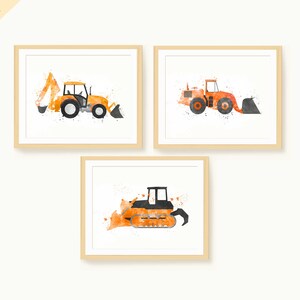 Boy Wall Art Set, Construction Bundle, Excavator Print, Toddler Construction, Digger Art Print, Construction Nursery, Big Boy Bedroom
