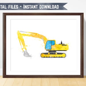 Excavator Print Construction Vehicle Digger Wall Art Construction Nursery Transportation Art Nursery Decor Boy Bedroom Wall Art Toddler Room