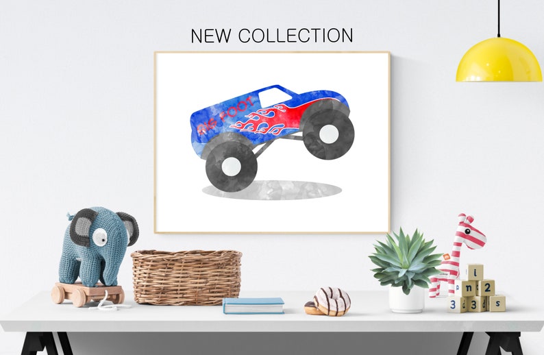 Monster Truck Print Truck Wall Art Big Boy Room Decor Truck Etsy
