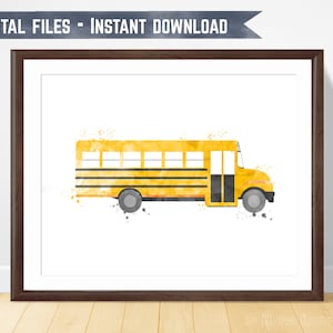 Kids Room Decor School Bus Print Printable Wall Art Back To School Transportation Art Nursery Decor Toddler Bedroom Poster Classroom Art