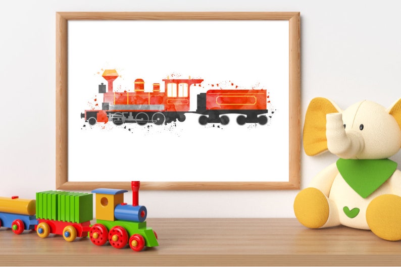 Steam Art Nursery Train Print Steam Engine Railroad Etsy
