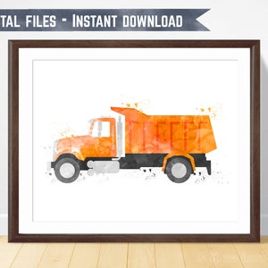 Dump Truck Print, Construction Vehicle, Toddler Room Wall Art, Transportation Art, Construction Nursery, Boys Bedroom Decor, Truck Poster