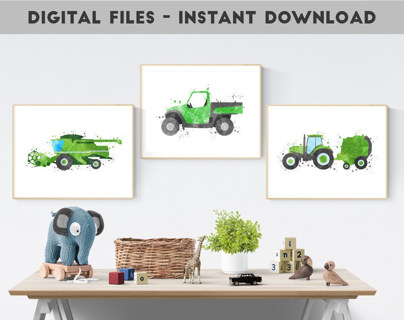 Farm Nursery Decor Tractor Wall Art Farm Vehicles Print Kids Etsy